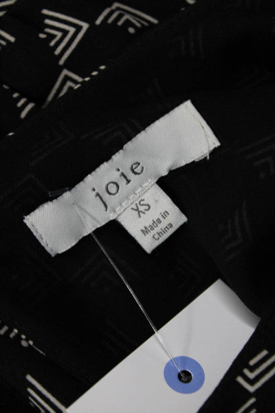Joie Women Short Sleeve Cashmere Crew Neck Geometric Blouse Black Size XS