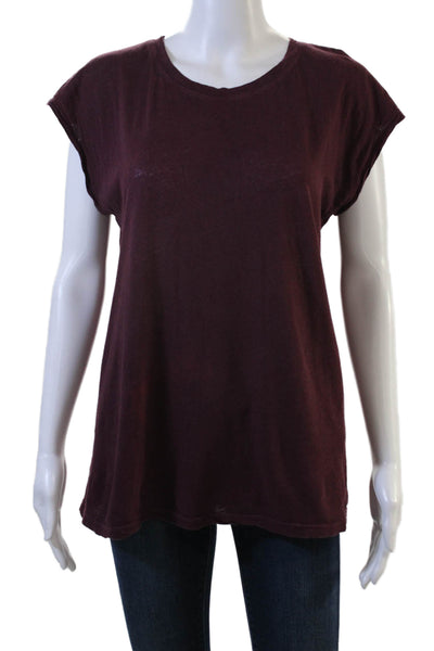 Raquel Allegra Womens Basic Purple Crew Neck Short Sleeve T-Shirt Size 0