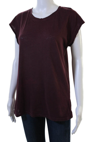 Raquel Allegra Womens Basic Purple Crew Neck Short Sleeve T-Shirt Size 0