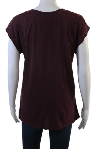 Raquel Allegra Womens Basic Purple Crew Neck Short Sleeve T-Shirt Size 0