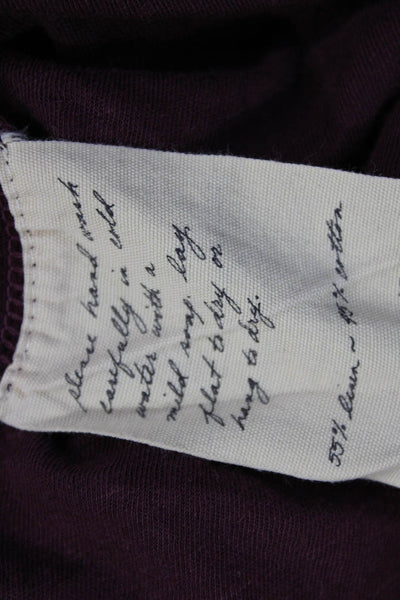 Raquel Allegra Womens Basic Purple Crew Neck Short Sleeve T-Shirt Size 0