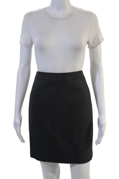 J Crew Womens Straight Pencil Skirt Dark Gray 100% Silk Knee Length Size 0