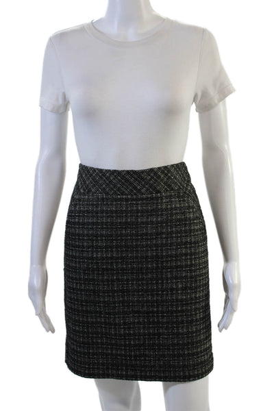 Trina Turk Women Pencil Skirt Black Check Knee Length Wool Blend Size 2