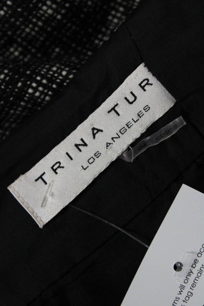 Trina Turk Women Pencil Skirt Black Check Knee Length Wool Blend Size 2