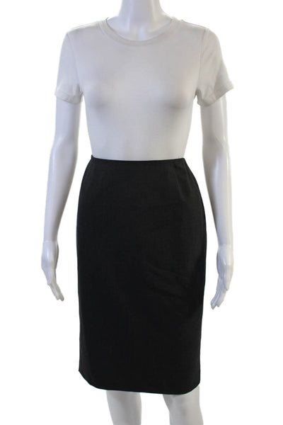 Lafayette 148 New York Women Pencil Skirt Black Wool Size 0