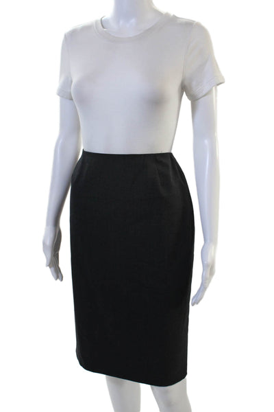Lafayette 148 New York Women Pencil Skirt Black Wool Size 0