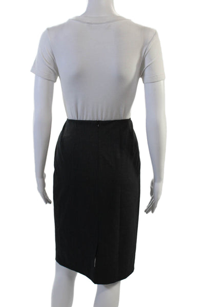 Lafayette 148 New York Women Pencil Skirt Black Wool Size 0