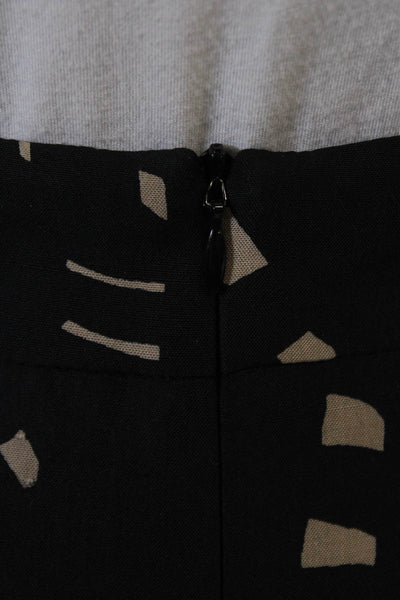 Trina Turk Women Straight Pencil Silk Geometric Knee Length Skirt Black Size 2