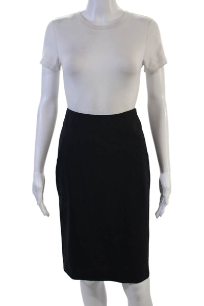Theory Womens Straight Pencil Skirt Black Wool Lycra Knee Length Size 2