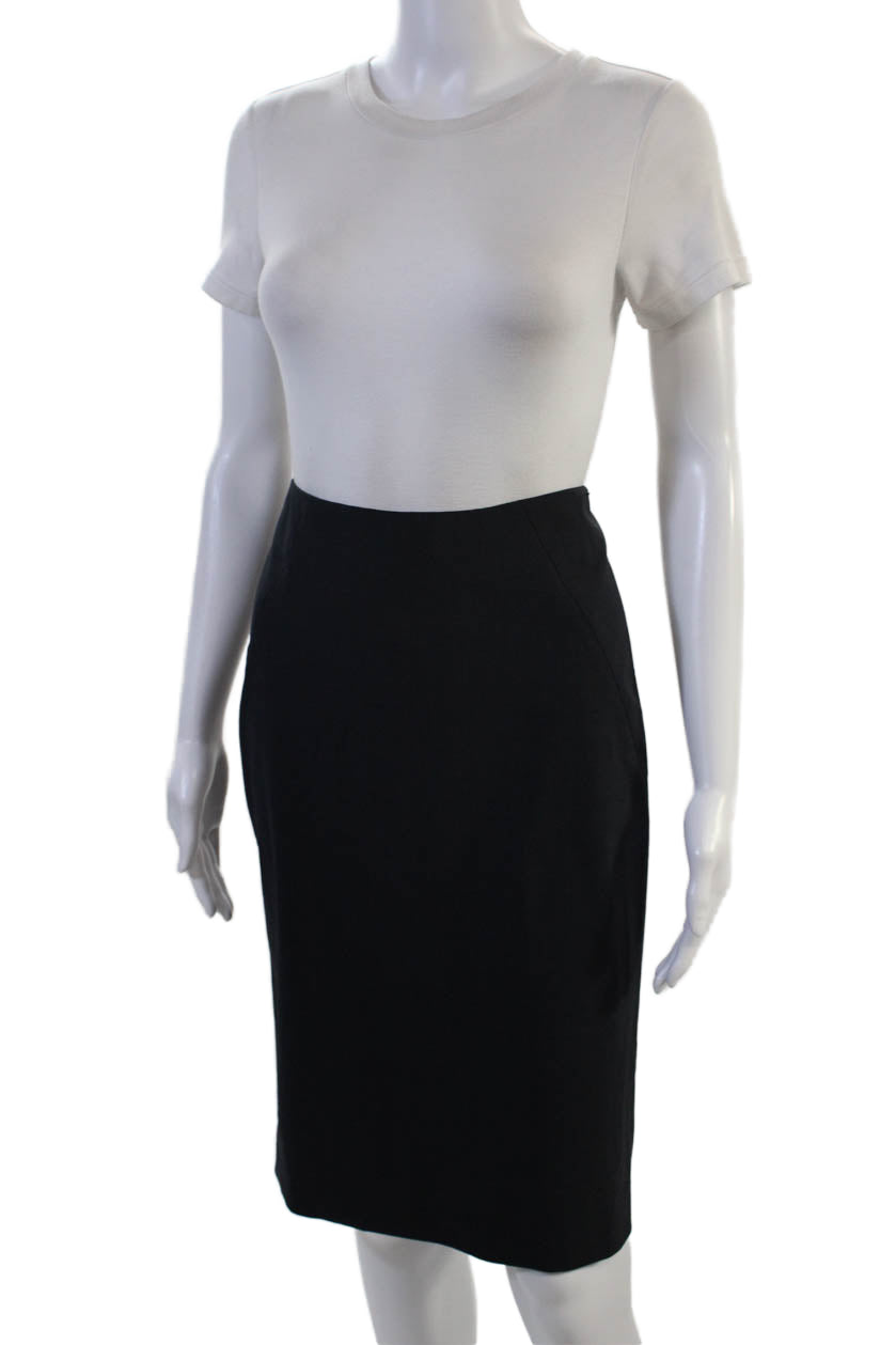Theory Womens Straight Pencil Skirt Black Wool Lycra Knee Length Size 2