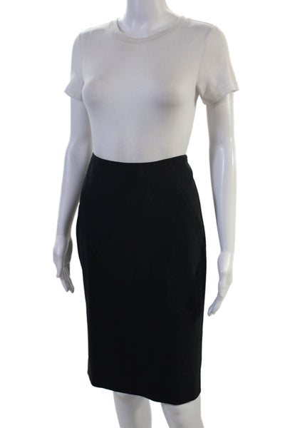 Theory Womens Straight Pencil Skirt Black Wool Lycra Knee Length Size 2