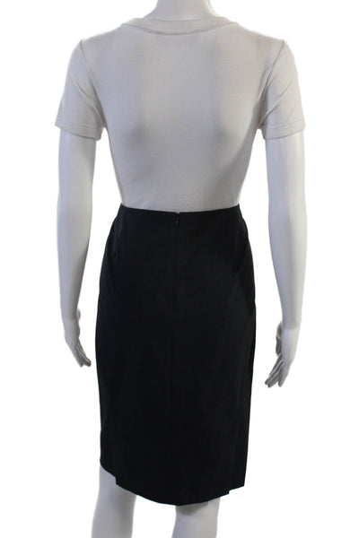 Theory Womens Straight Pencil Skirt Black Wool Lycra Knee Length Size 2