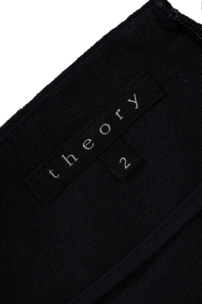 Theory Womens Straight Pencil Skirt Black Wool Lycra Knee Length Size 2