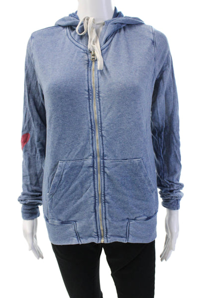 Sundry Womens Full-Zip Hoodie Blue Graphic Lyocell Size 2