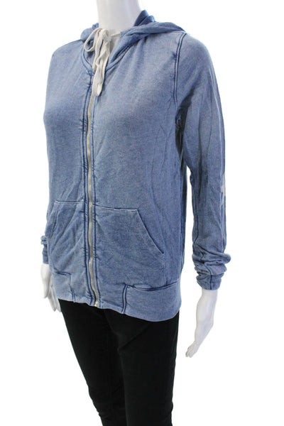 Sundry Womens Full-Zip Hoodie Blue Graphic Lyocell Size 2