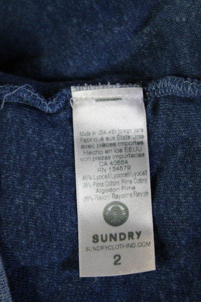 Sundry Womens Full-Zip Hoodie Blue Graphic Lyocell Size 2