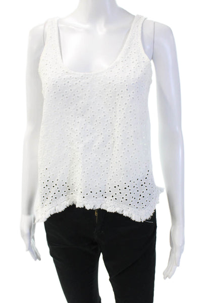 Zara Women Bohemian Camisole White Sleeveless Round Neck Cotton Blend Size M