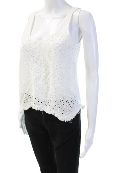 Zara Women Bohemian Camisole White Sleeveless Round Neck Cotton Blend Size M