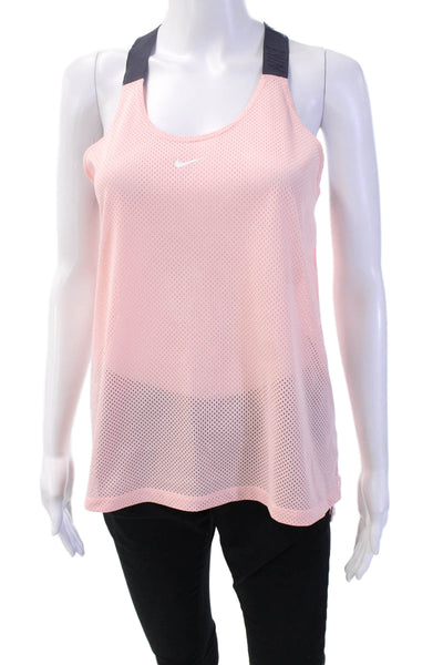 Nike Womens Sleeveless Jersey Tank Pink Round Neck Polyester Size M