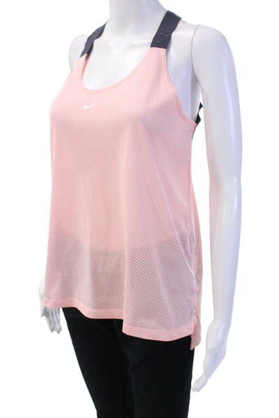 Nike Womens Sleeveless Jersey Tank Pink Round Neck Polyester Size M