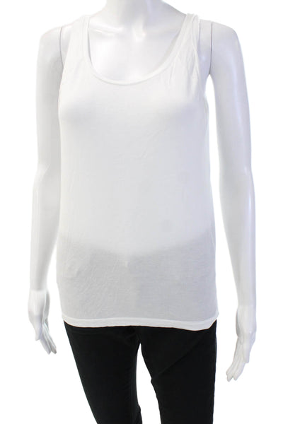 J Brand Womens Basic White Sleeveless Tank Cotton Blend Size XS