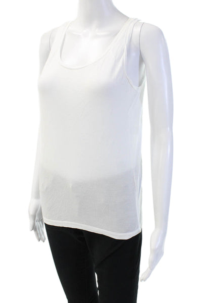 J Brand Womens Basic White Sleeveless Tank Cotton Blend Size XS