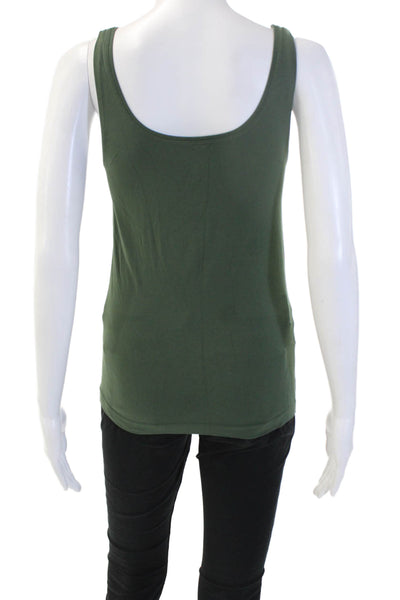 Elie Tahari Womens Basic Tank Green Square Neck Sleeveless Army Size M