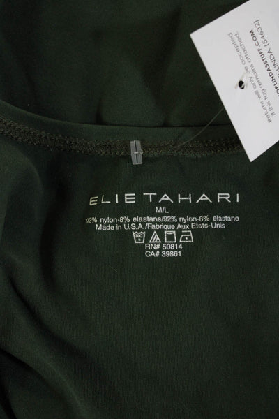 Elie Tahari Womens Basic Tank Green Square Neck Sleeveless Army Size M