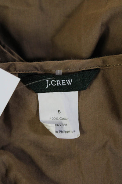 J Crew Women Shift Dress Brown 100% Cotton Square Neck Sleeveless Size S