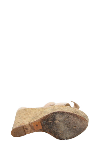 Alexandre Birman Womens Suede Ankle Strap Cork Wedge Sandals Pink Size 38 8