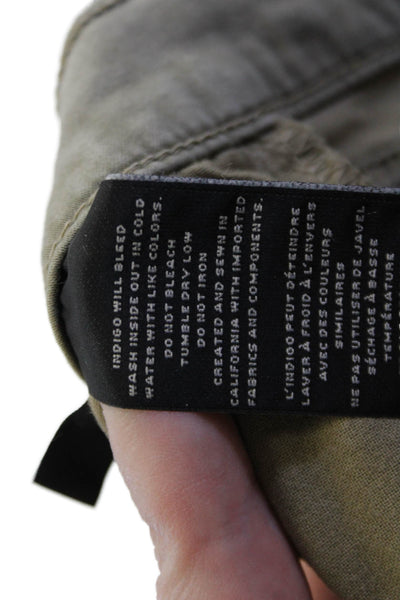J Brand Women Ankle Cropped High Rise Jeggings Army Green Button Size 24