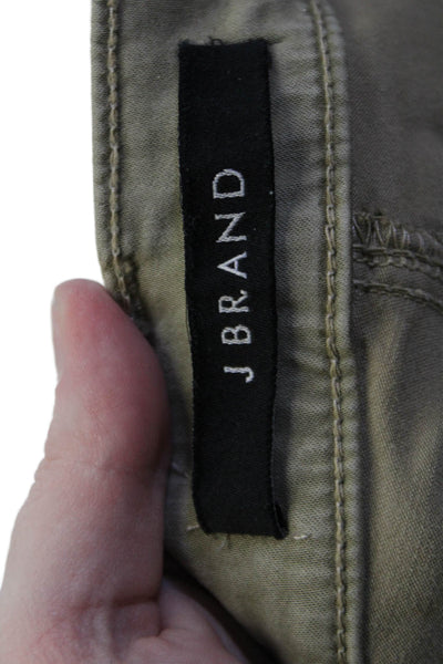 J Brand Women Ankle Cropped High Rise Jeggings Army Green Button Size 24