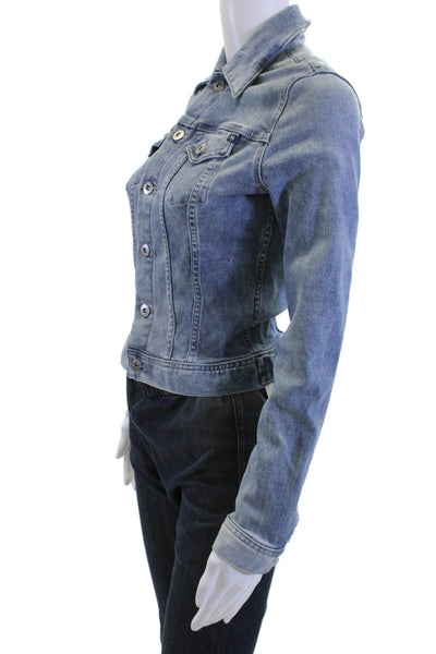 AG Adriano Goldschmied Women Blue Collared Button Jacket Size XS