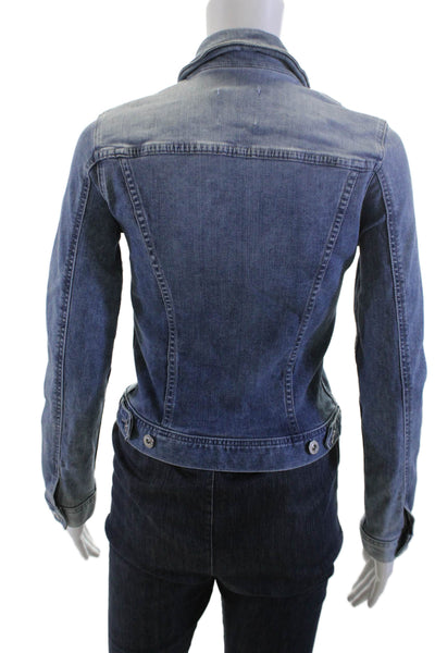 AG Adriano Goldschmied Women Blue Collared Button Jacket Size XS