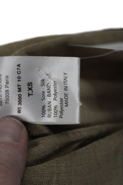 Lanvin Women Silk Crew Neck T-Shirt Beige Short Sleeve Tie Size XS