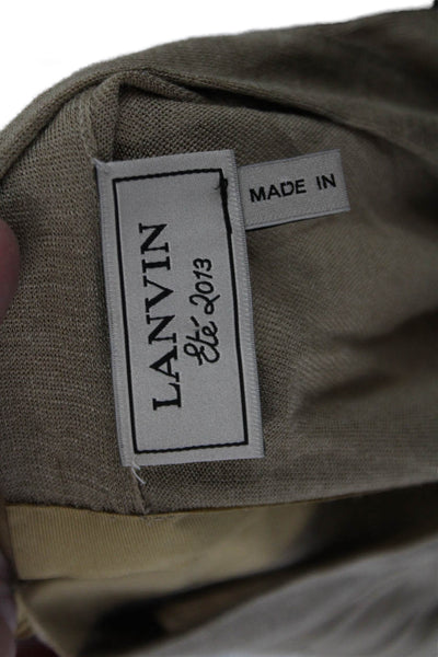 Lanvin Women Silk Crew Neck T-Shirt Beige Short Sleeve Tie Size XS