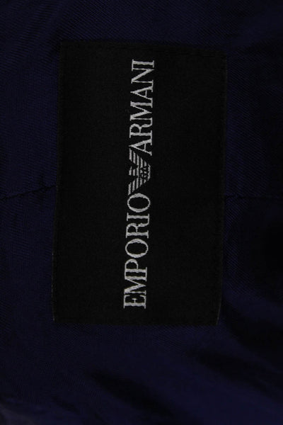 Emporio Armani Women Purple Silk Plaid Button Long Sleeve Blazer Size S