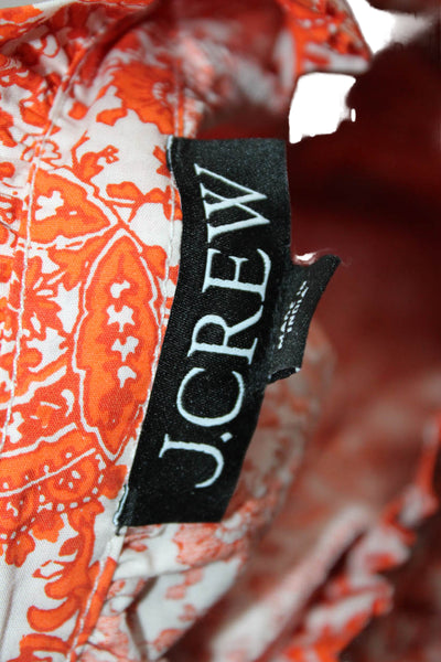 J Crew Womens Fit & Flare Shirt Dress Orange Paisley 3/4 Sleeve Cotton Size XS