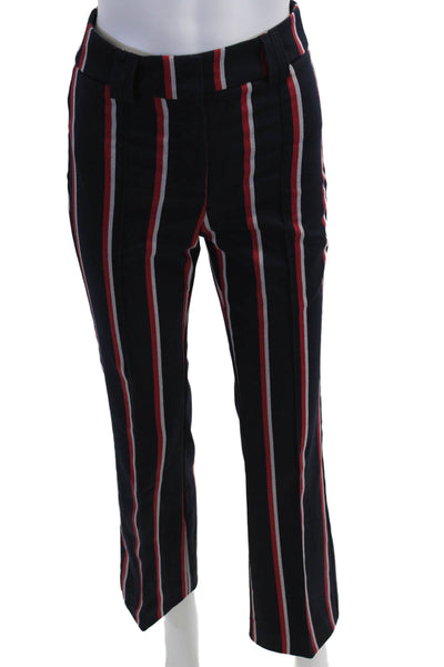 MNG Womens Ankle Cropped Dress Pants Dark Blue Striped Size 2