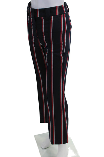 MNG Womens Ankle Cropped Dress Pants Dark Blue Striped Size 2