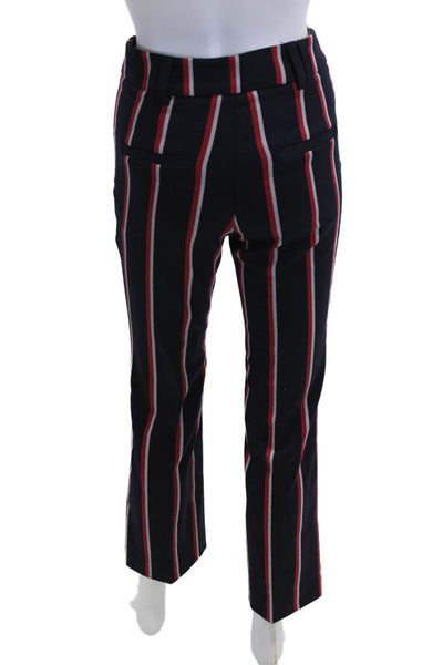 MNG Womens Ankle Cropped Dress Pants Dark Blue Striped Size 2