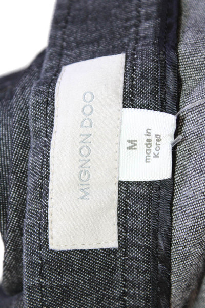 Mignon Doo Womens A-Line Midi Skirt Dark Gray Cotton Size M