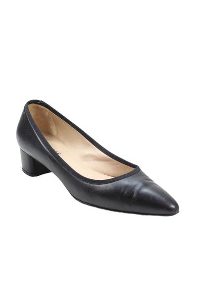 Jon Josef Womens Leather Pointed Toe Slip On Heels Pumps Black Size 9.5