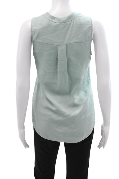 Theory Women Basic 100% Silk V-Neck Sleeveless Blouse Light Blue Petite Size S