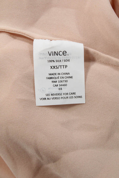 Vince Women Sleeveless Silk High Neck Blouse Beige Size 2XS