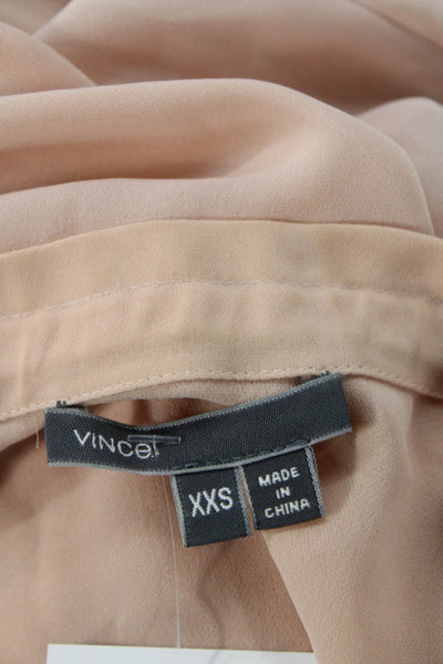 Vince Women Sleeveless Silk High Neck Blouse Beige Size 2XS