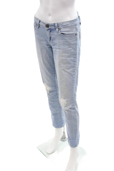 Paige Women Boyfriend Cropped Jeans Light Blue High Rise Size 26