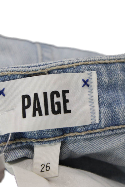 Paige Women Boyfriend Cropped Jeans Light Blue High Rise Size 26