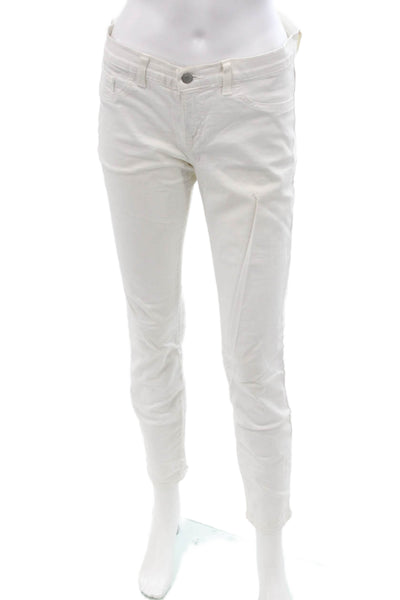 J Brand Womens Cropped Ankle Pants White Cotton Lycra Button Size 29