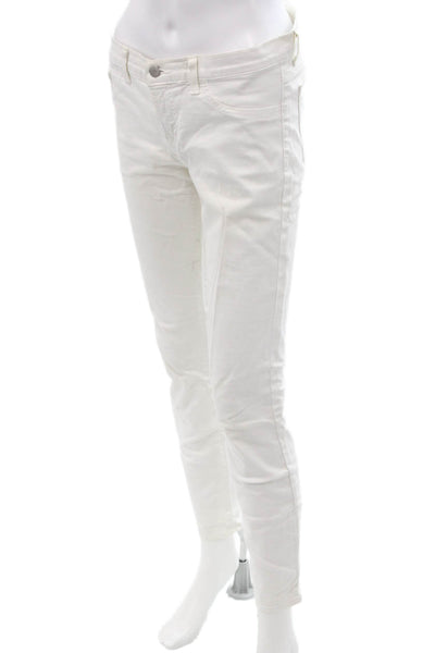 J Brand Womens Cropped Ankle Pants White Cotton Lycra Button Size 29